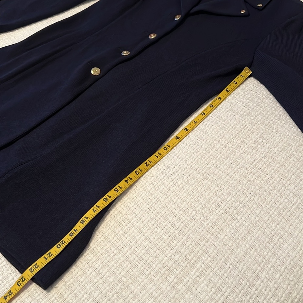 Vintage St. John Collection Navy Blue Long Knit Jacket with Gold Buttons Size 6 - Picture 14 of 16